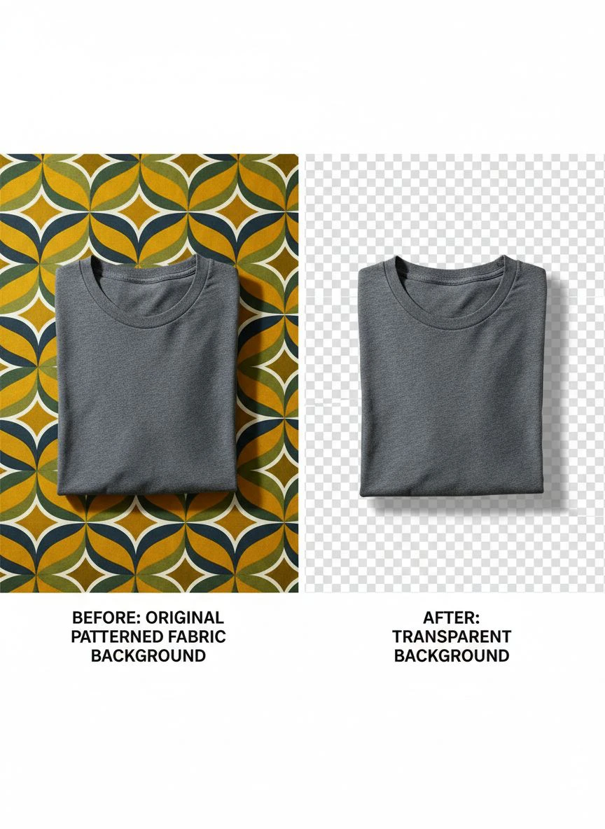 remove patterned fabric background from clothing flat lay photos - Professional Guide